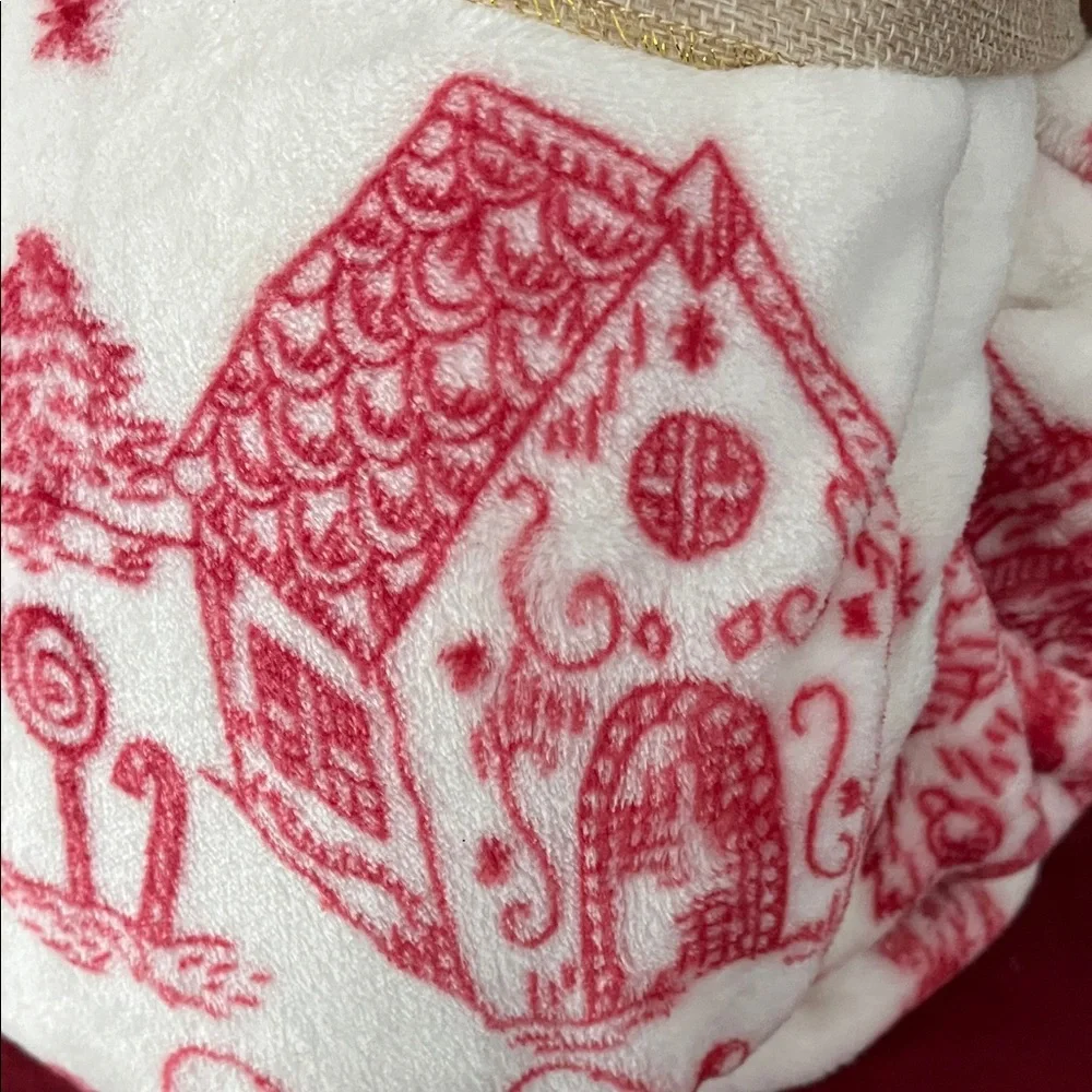 The Farmhouse Red and White Holiday Plush Blanket